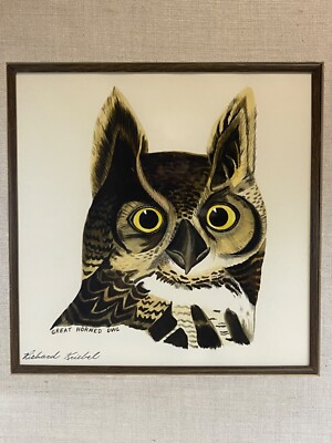 バリ ワヤンシーラ氏版画　AP サイン入りOwl House OWL Watercolor Painting signed Richard Kriebel Matt & Framed 5770