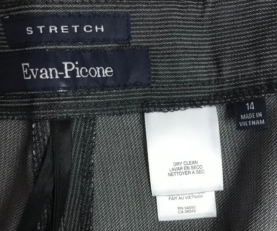 Evan-Picone Trouser Dress Pants Sz 14 Gray Stretch High Rise 36"W x 32"L - Image 4 of 4