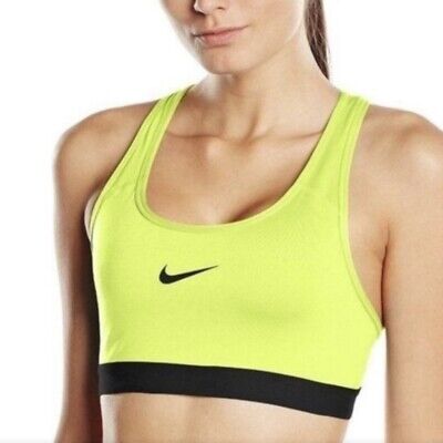 filosofi Modsætte sig lava Nike Dri Fit Neon Yellow Sports Bra Black Swoosh Logo | eBay
