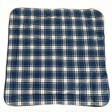 Laura Ashley 2 Euro Pillow Shams Quilted Arboretum Blue Plaid Cottage 26x26 NEW