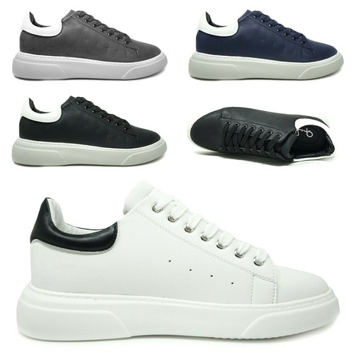 Scarpe da Uomo Sneakers in Pelle Bianche Nera Sportive Eleganti 41 42 43 44  45 | eBay