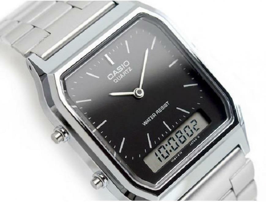 Casio AQ-230A-1D Vintage Retro Stainless Steel Black Dial Casio AQ-230A-1D Vintage Retro Stainless Steel Black Dial
