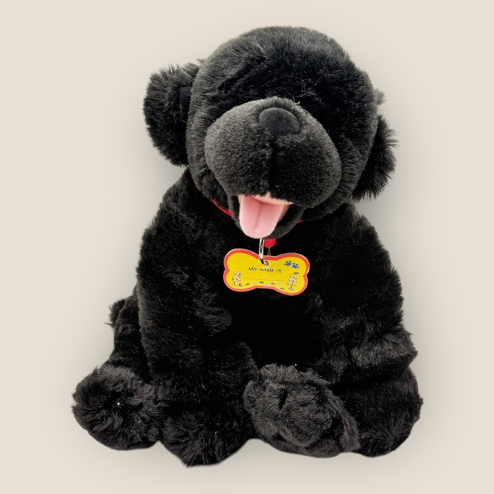 Build-A-Bear Black Lab Plush Puppy Dog with Red Collar 13
