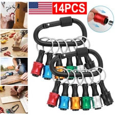 14PCS 1/4" Hex Shank Quick Release Keychain Screwdriver Drill Bit Holder Bit Set