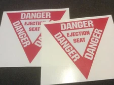 USAF DANGER - EJECTION SEAT FIGHTER AIRCRAFT DECAL U.S. MILITARY TYPE  *SET OF 2