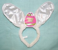 Easter BUNNY Ears Headband Hat White Fuzzy ONE Size NEW Costume Dress UP