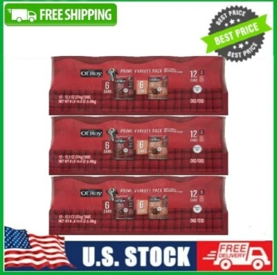 3 Pack Ol' Roy Ribeye Flavor & New York Wet Dog Food,13.2 oz Cans (12 Pack)