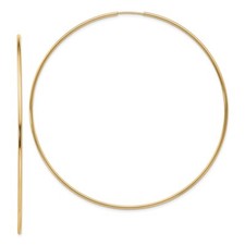 14k Yellow Gold Polished Endless Tube Hoop Earrings for Women L-69 mm 2.24gm