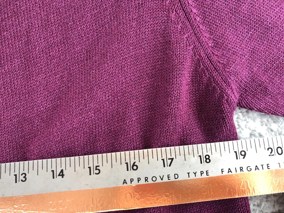 Diane Von Furstenberg Silk Assets Medium Burgundy Womens Cardigan Sweater Belted - Image 3 of 4