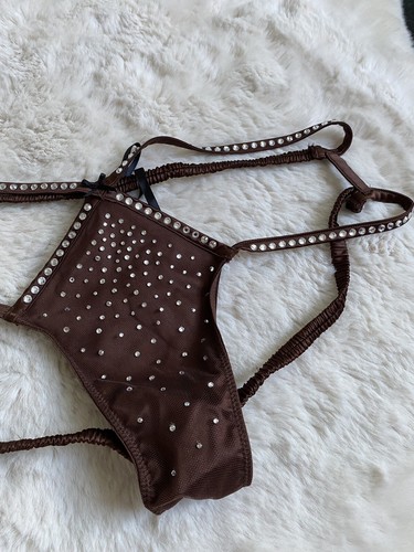 VICTORIA SECRET DREAM ANGELS SIZE LARGE BROWN EMBELLISHED CHEEKINI PANTY NEW! - Picture 2 of 4