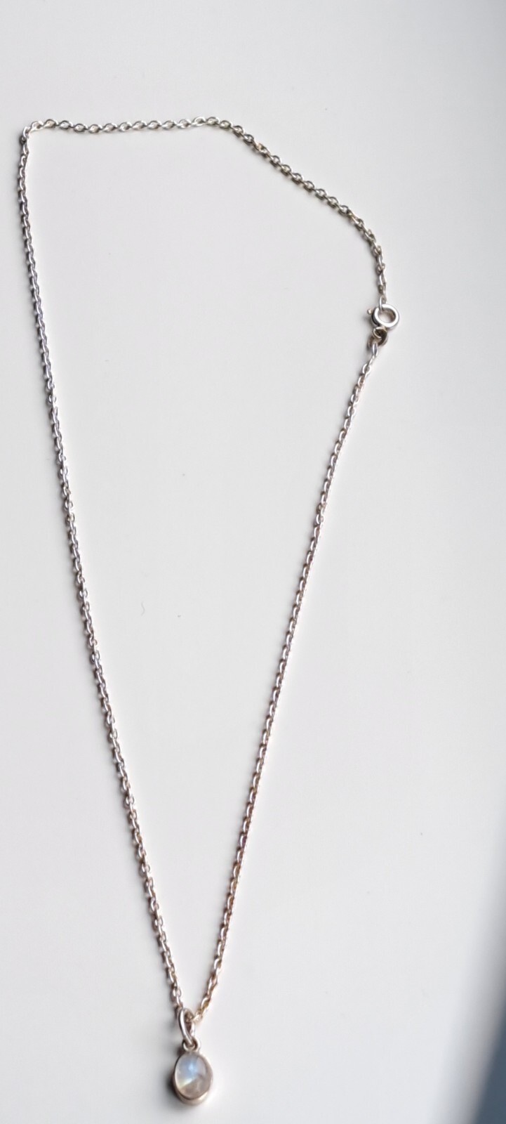 925 Solid Silver Cabochon Moonstone Necklace, 18i… - image 9