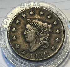 1820 Small Date Coronet Head Large Cent VF Very Fine