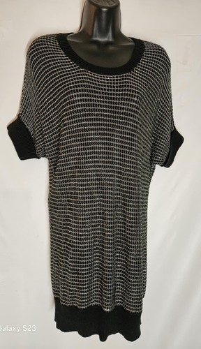 APT. 9 Women's Knit Top Large Sweater Dress Open Weave Black White Short Sleeve - Picture 3 of 9