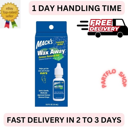 Mack's Wax Away Ear Wax Removal Aid 0.5 FL OZ Ear Drops with Foaming