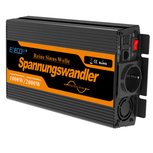 1000W 12V 220V onda sinusoidale pura potenza inverter 2 Porte USB inverter - Foto 3 di 8