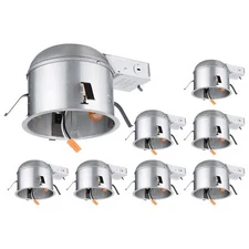 TORCHSTAR 8 Pack 6 Inch Remodel Recessed Lighting Housing, Shallow IC Rated A...
