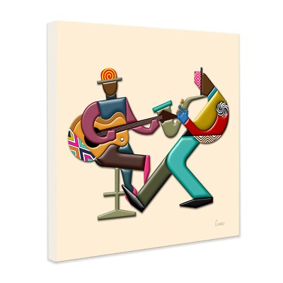 Jazz Music Art  African American DJ Print Saxophone Guitar Lover Cubist Painting
