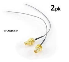 2-PACK 6" SMA Female w/ Nut Bulkhead Pigtail Open RF Jumper 1.13mm Coax Cable