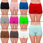 Women's Plain Underwear Boxer Shorts High Waist Seamless Stretch Hot Pants UK
