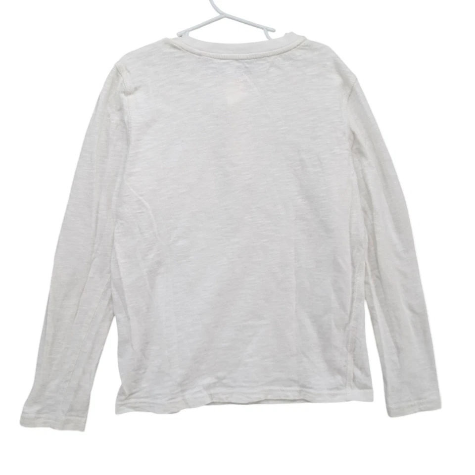 Boden Henley Shirt Girls White Long Sleeve Front Pocket Cotton Stretch Sz 11-12Y - Image 2 of 4