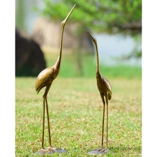 Crane Pair Statue Aluminum Home & Garden Decorative Collectible