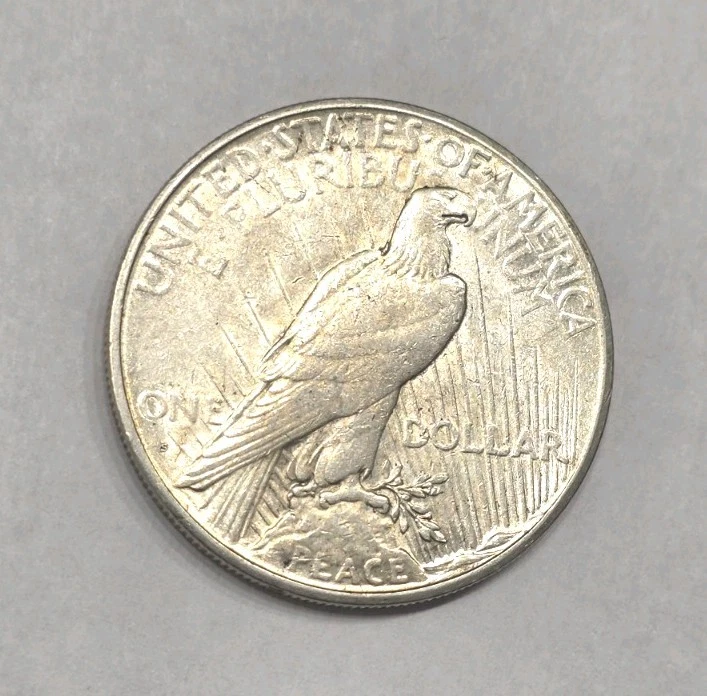 Dólar de la Paz 1925-S estado extra fino (RDA) doble matriz reverso (hojas). Foto 2 de 4