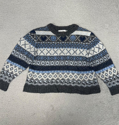 Molo Barri Sweater Youth Size 98/104 (3T/4T) Blue Gray Wool Blend Weave Pullover