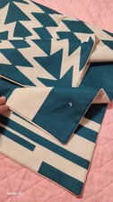 Set of 3 Modern Geometric Teal Beige Canvas Pillow Covers 17.5 X 17.5with Zipper