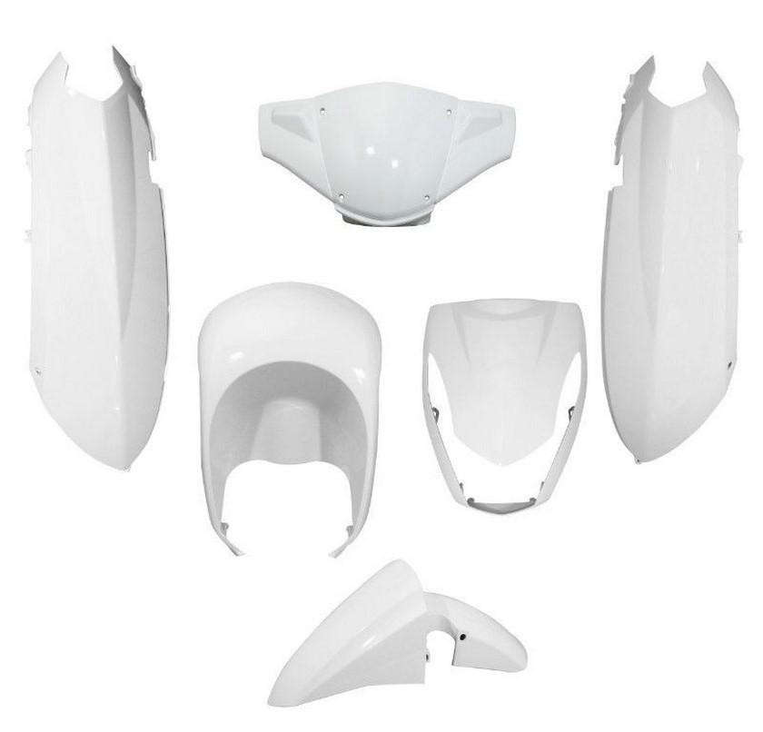 Kit carrosserie 6 pièces blanc brillant pour rénover les carénages abîmés de scoot