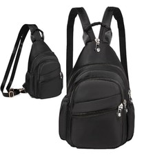 Small Crossbody Sling Bag for Women, Mini Backpack Sling Backpack Dark Black