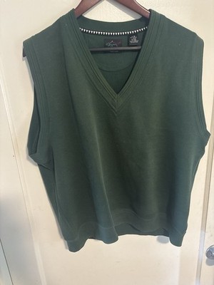 Greg Norman Collection Sweater Vest Mens Large Green V Neck Golf Cotton Shark