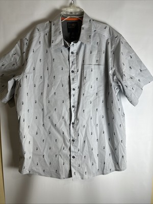 5.11 Tactical Men's Shirt Large Gray Pineapple Print Short Sleeve Button-Up