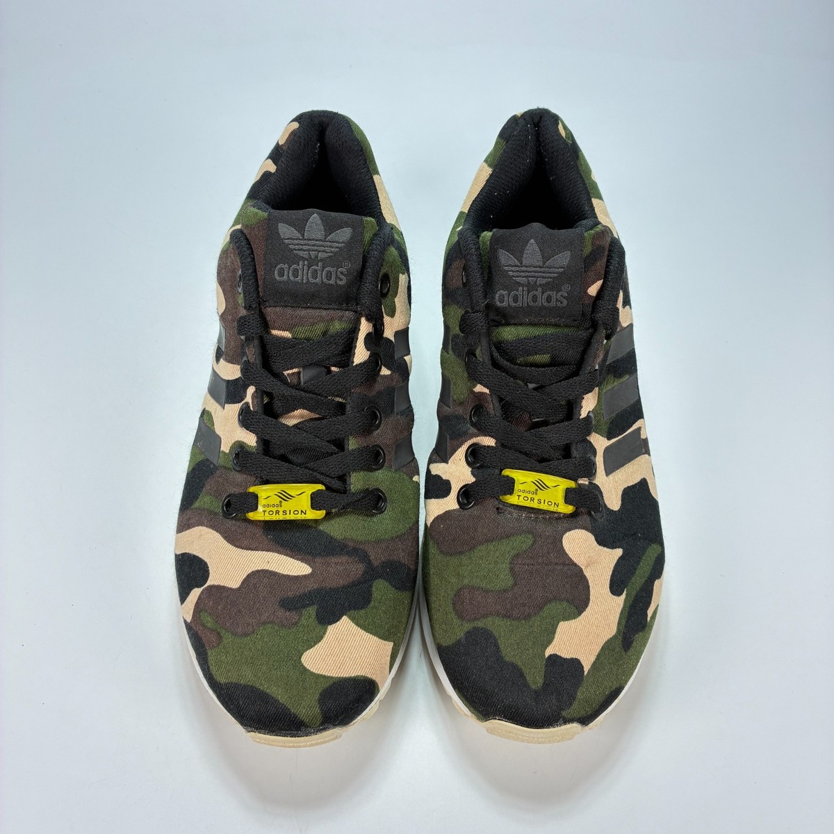Adidas Originals ZX Flux Green Beige Camo Print Running Shoes