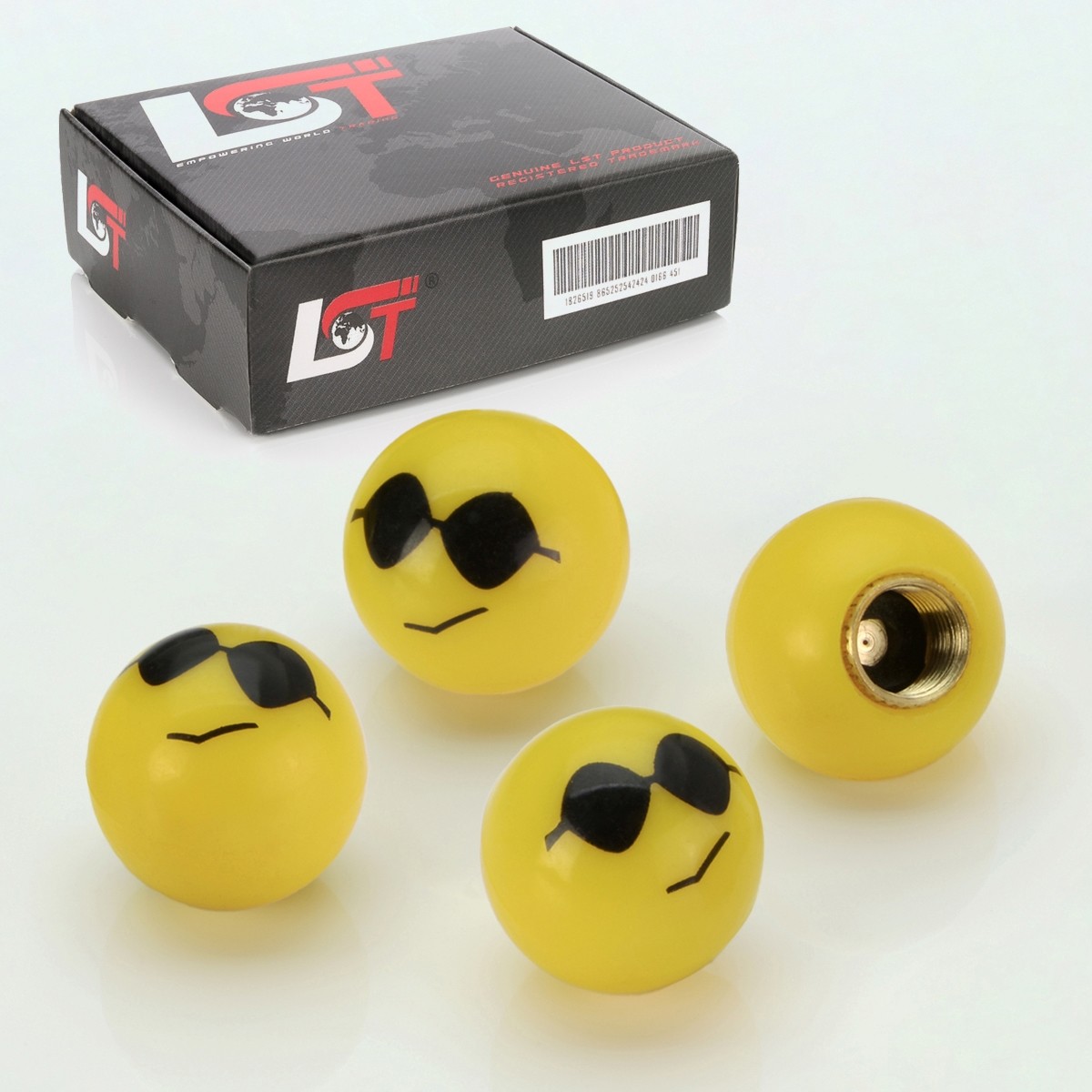 4x Valve Caps Tyre Valve Cover Ball Smiley Sunglasses for Toyota