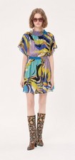 EMILIO PUCCI Off Shoulder Dress Silk Cotton Abstract Print Mini Size IT 40 S