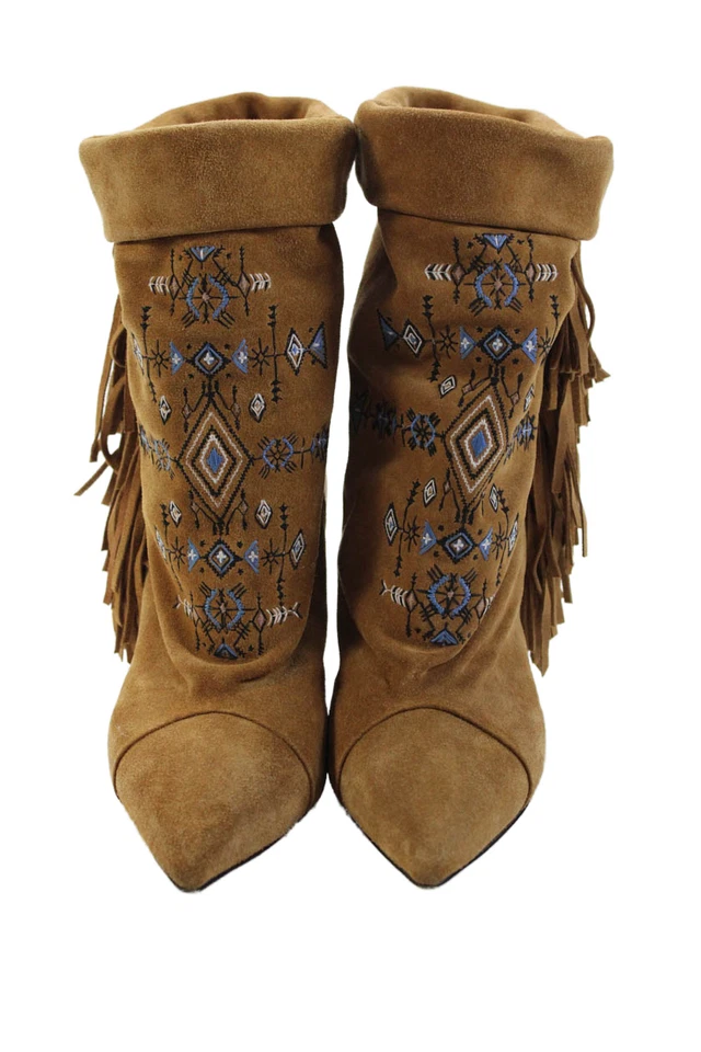 Isabel Marant Womens Suede Fringe Cowboy Ankle Boots Brown Size 36 6 - Image 2 of 4
