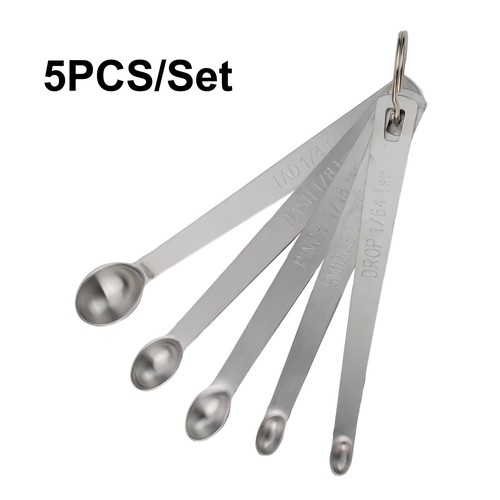 Measuring Spoons Stainless Steel Mini Spoons With Key Chain Design 5pcs/pack - Picture 6 of 23
