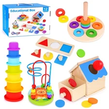 Montessori Toddler Toys 1+ Year First Birthday Gift Stack Cups Maze Puzzle Le...