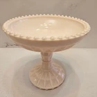 Vintage Jeannette Shell Pink Milk Glass Footed Bowl Pedestal Compote Candy Dish