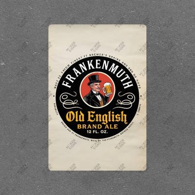 Vintage Frankenmuth Old English Brand Ale Metal Sign Michigan Brewery #307829