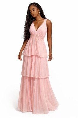 True Decadence Tiered Maxi Dress Pink Size 12