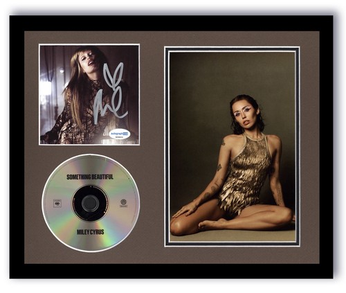 MILEY CYRUS SIGNED AUTOGRAPH 11x14 FRAMED DISPLAY ACOA SOMETHING BEAUTIFUL CD 