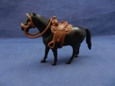 Marx 50/60's 60mm Standing Wagon Horse with Original Saddle  Reins  Black L2