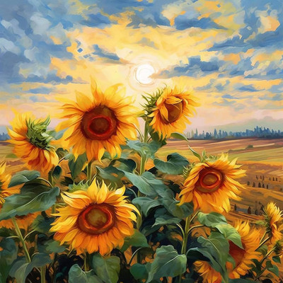 Paint by Numbers Kit for Adults Flowers, Sunflower Easy Adult Paint by Number Ki