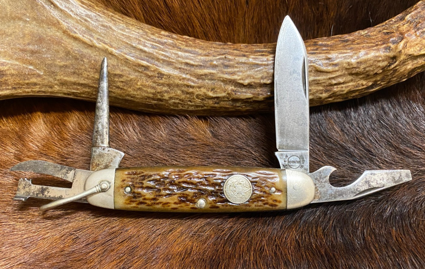 Vintage Remington, Made in USA., Scout Utility Knife, Jigged Bone Handle,3 3/4"