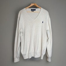 Polo Ralph Lauren Pima Cotton V-Neck Sweater Beige Men's Size XL
