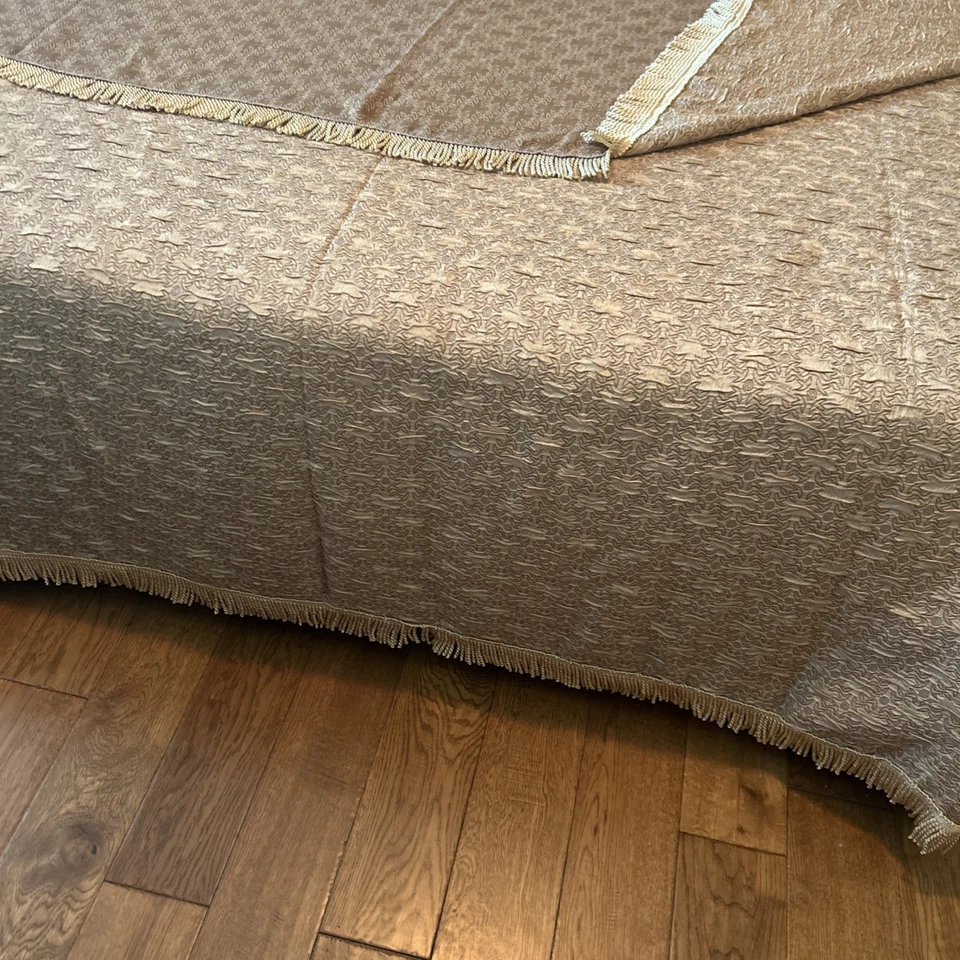 Colcha vintage 90 x 100 cubierta completa tejida con flecos Queen Foto 3 de 4