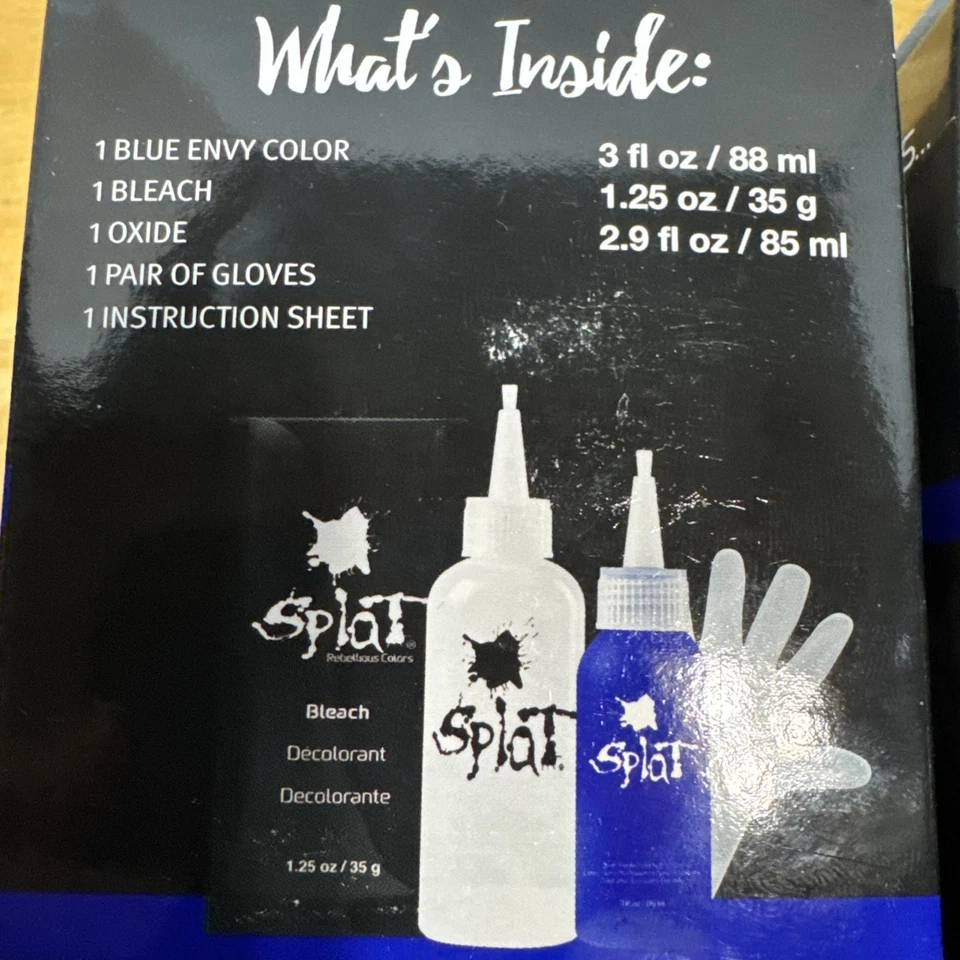 2x Splat Blue Envy Полный Комплект Цвета Волос ~ Содержит Отбеливатель ~ Долговечный - Изображение 3 из 4