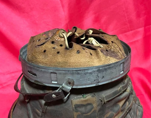 Original WW2 German M35, M40, M42 Helmet Liner & Leather Chinstrap Military Me