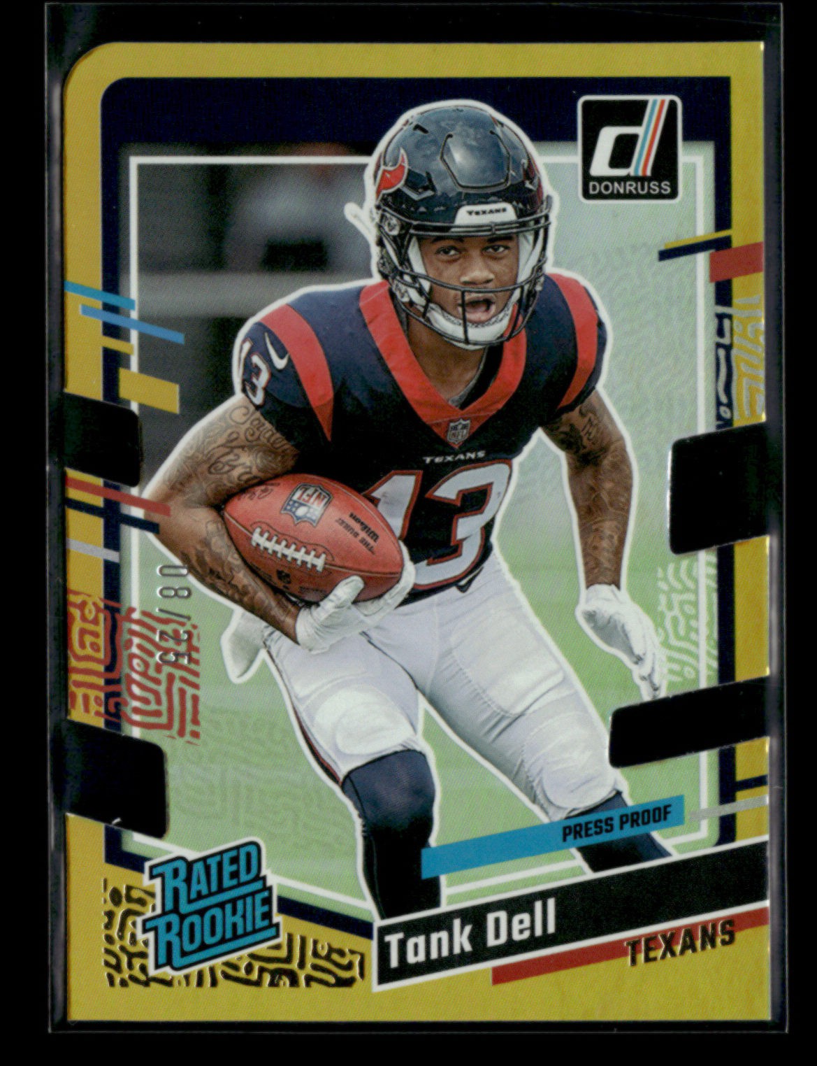 Tank Dell 2023 Panini Donruss Rated Rookie Gold Press Proof Die Cut 08/25 [xm89
